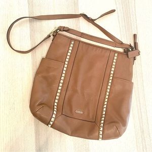 Coach Park Leather Pyramid Stud Tan & Gold Boho Bag